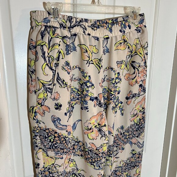 BCBG MAXAZRIA RYEN Medium M Cream Yellow Peach Floral Spring Pants POSH58 - Picture 7 of 16